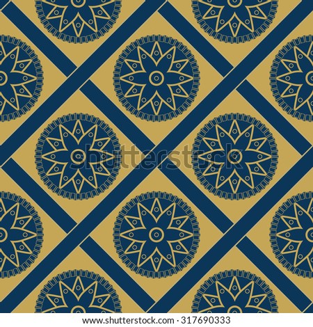 geometric floral seamless pattern Asian motifs - illustration