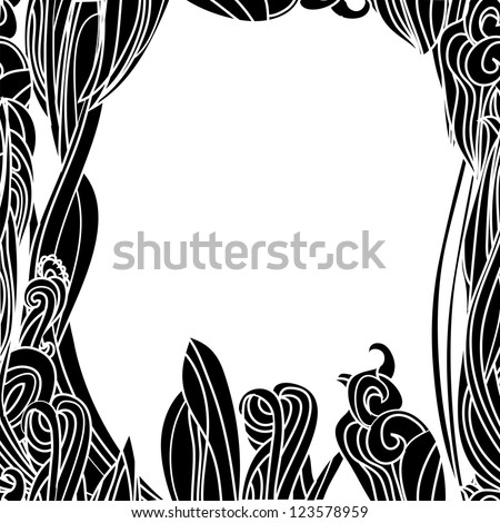 Floral Waves Lines  Vertical Background with place for your text
