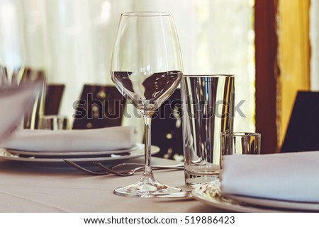 Table setting for a banquet or dinner party.