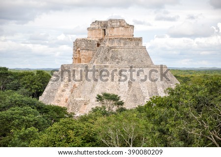 Mayan temple Uxmal archeological site, ruins in yucatan, mexico