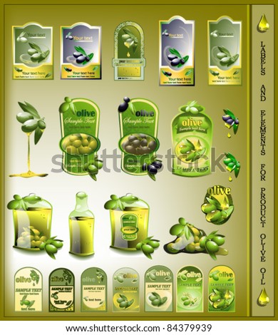 set of olives oil labels set of olives oil labels