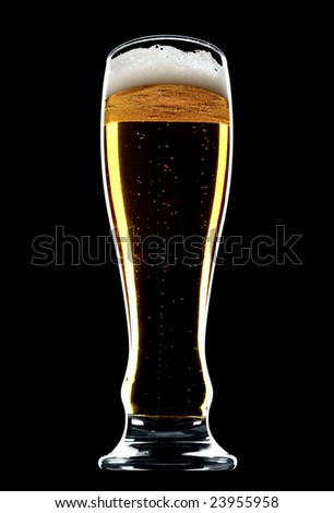glass of beer isolated over a black background