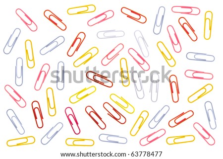 clips in a mess isolated on a white background