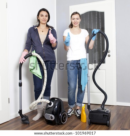 Female cleaning team