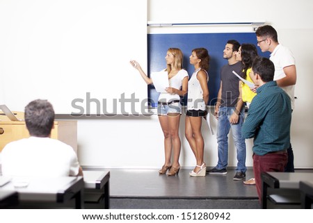 students making a presentation