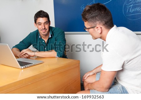 Student and professor during office hour