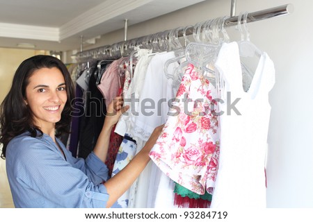 Woman shopping in a small store