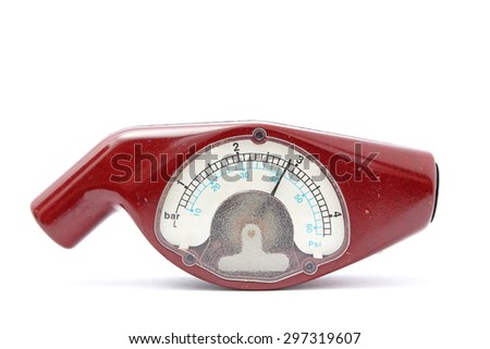 Tire pressure gauge isolated on white