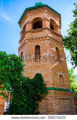 Belfry of the Alexander Nevsky Cathedral church Barnaul, Russia