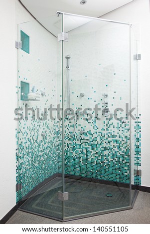View of glass shower room