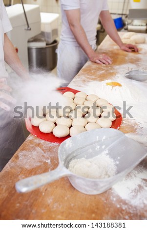 During preparation of bread rolls in the bakery