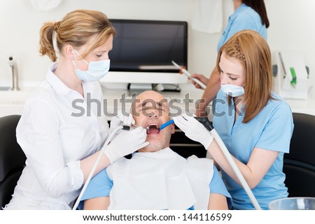 A client is taken care of at dental practice