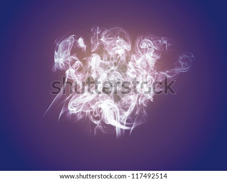 2d illustration of a cloud of smoke in a halo of light blue background