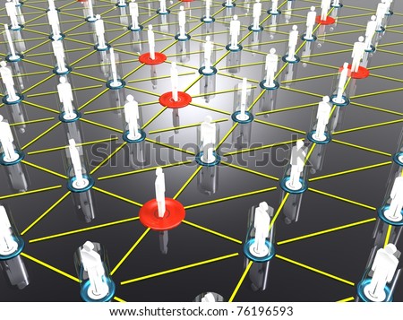 3d illustration of group of people who share data information