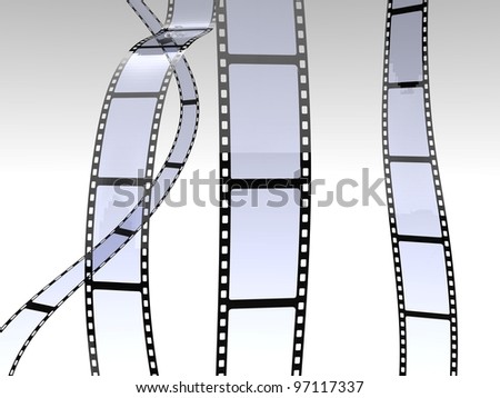 3d illustration of film roll falling on white background