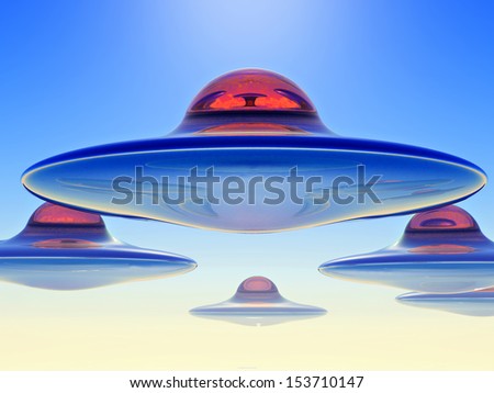 science fiction illustration, flying saucer in the sky