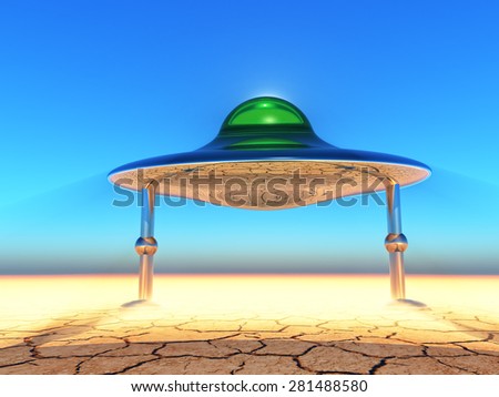 flying saucer landing in the desert