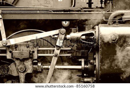 detailed view of an old steam locomotive