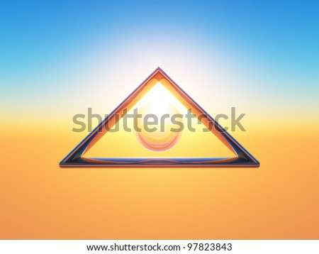 a triangle with a bubble inside