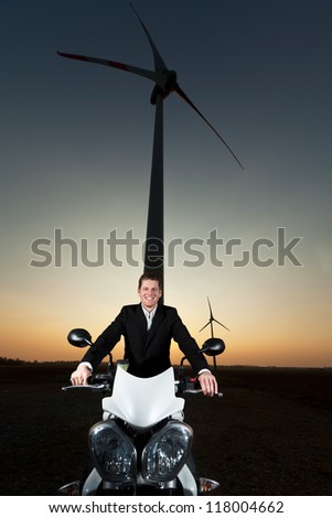 young man with motor bike