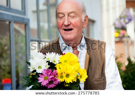 Man and flowers