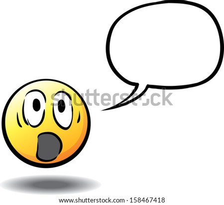 Vector illustration of scared face with speech bubble. Easy-edit layered vector EPS10 file scalable to any size without quality loss. High resolution raster JPG file is included.