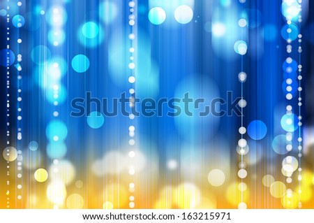 Christmas blue and gold background with bokeh effect
