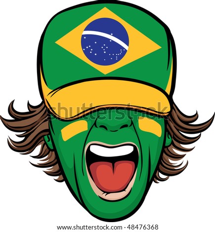 fan face with Brazil flag