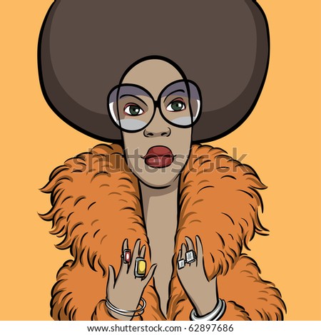 stock vector : Black woman with afro hairstyle