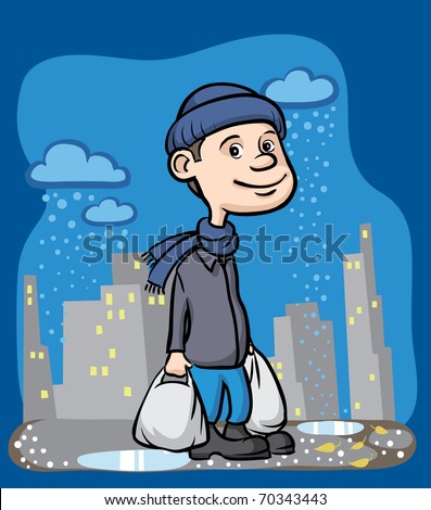 man shopping cartoon