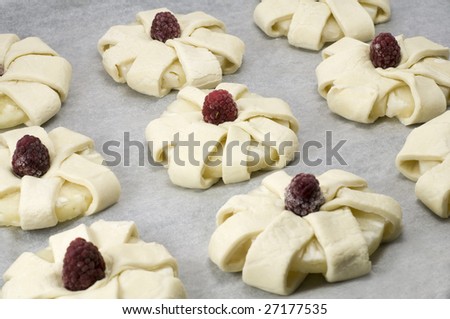 Cookies with sweet pineapple and red raspberry