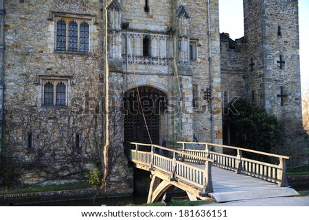 HEVER CASTLE AND GARDENS, KENT,  UK - MARCH 10, 2014: 13th century castle with Tudor manor house and 250 acre of park.