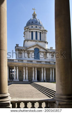 LONDON, UK - MAY 15, 2014: Royal navy chapel and classic colonnade