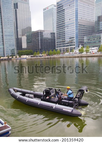 LONDON, UK - MAY 17, 2014  German army military ship present safe fast boat