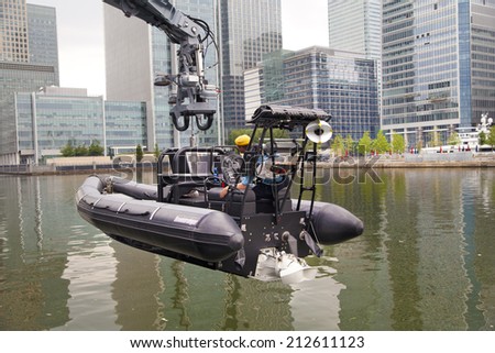 LONDON, UK - MAY 17, 2014 In side of Capitan cabin. German army military ships based in Canary Wharf aria, to be open for public in educational content