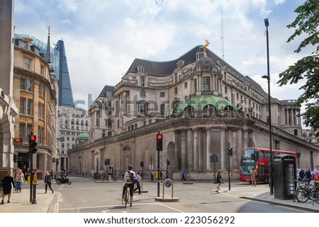 LONDON, UK - JUNE 30, 2014: Bank of England. Square and underground station LONDON, UK - JUNE 30, 2014: Bank of England. Square and underground station