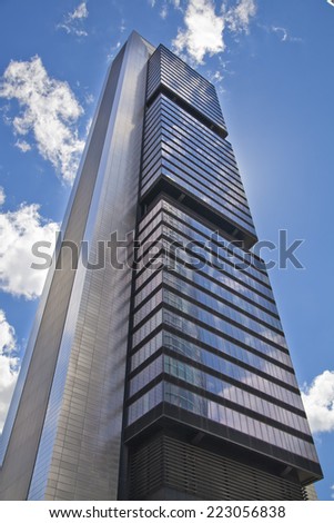 MADRID, SPAIN - MAY 28, 2014: Madrid city, business center, modern skyscrapers,