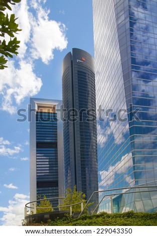 MADRID, SPAIN - July 22, 2014: Madrid city, business centre, modern skyscrapers