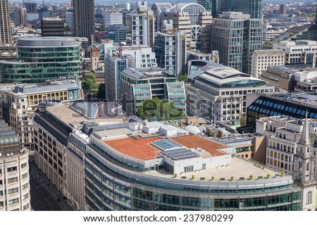LONDON, UK - AUGUST 9, 2014 London view. City of London the leading centres of global finance. Office buildings with luxury working spaces