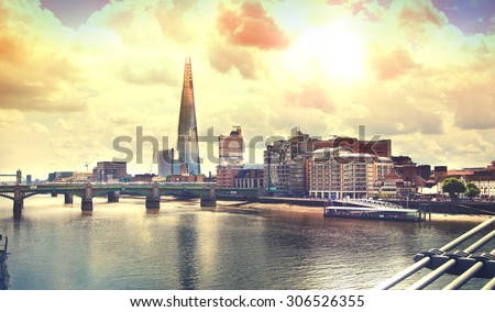 Shard of glass and river Thames
