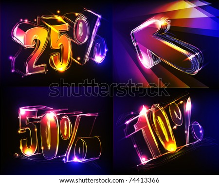 Neon Sale Sign Set Stock Vector Illustration 74413366 : Shutterstock