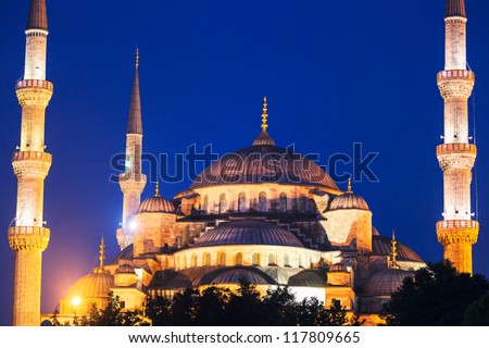 Sunset over The Blue Mosque, Istanbul Turkey