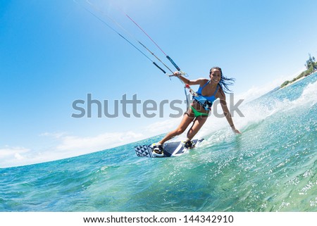 Kite Boarding Fun in the ocean Extreme Sport Kite Boarding Fun in the ocean Extreme Sport