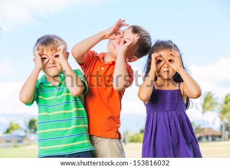 Group of Funny kids are playing outside
