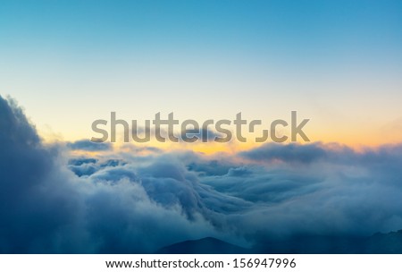 View Above The Clouds, Beautiful Sunset Cloudscape