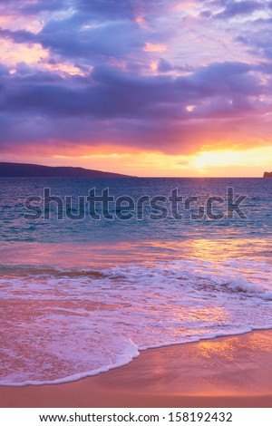 Amazing Tropical Beach Sunset, South Maui, Hawaii