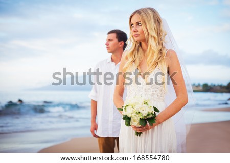 Just married couple on the beach, Hawaii Beach Wedding