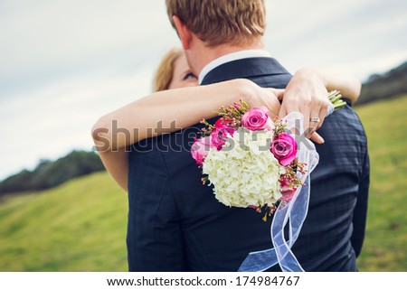 Wedding, Detail of beautiful flower bouquet, shallow depth of field focus on flowers