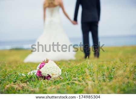 Wedding Flower Bouquet, shallow depth of field focus on flowers