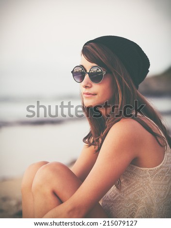 Portrait of Beautiful Fashionable Hipster Woman